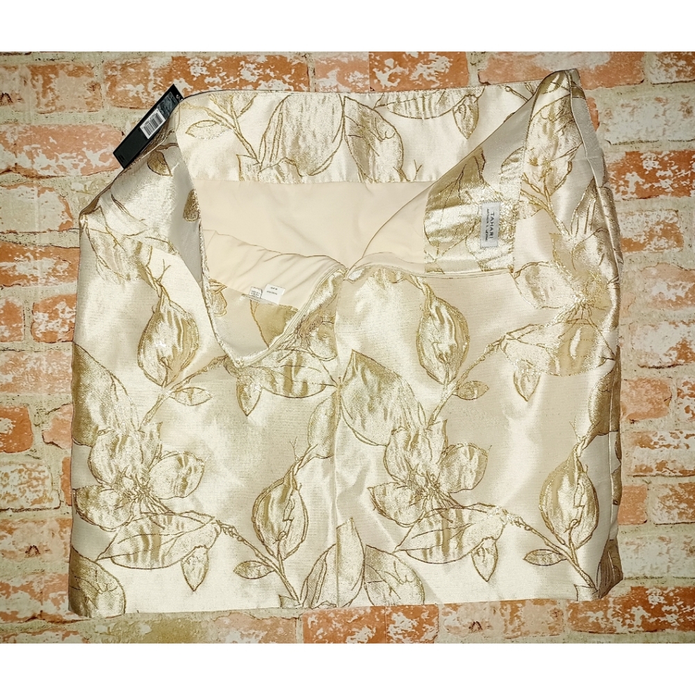 Tahari ASL Gold Natural Flora Jacquard Skirt - Picture 8 of 16